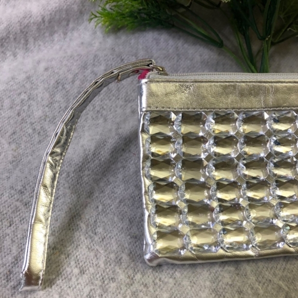 mark. Metallic Silver Wristlet Clutch 8"×4" - Picture 3 of 5